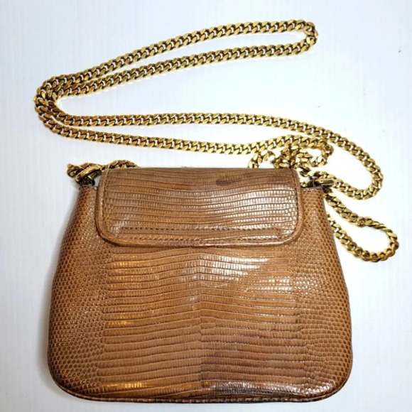 GUCCI GG vintage brown lizard small mini flap shoulder crossbody bag cha… - Picture 4 of 12